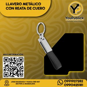Llavero Metálico con Reata de Cuero