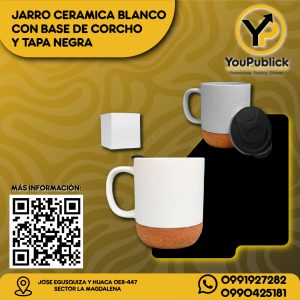 Jarro de Cerámica Blanco Base de Corcho