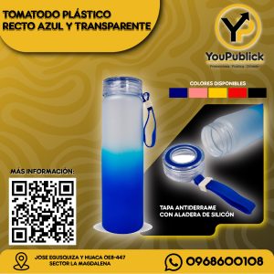 Tomatodo Plástico Recto Azúl y Transparente