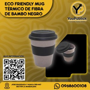 Eco Friendly Mug Térmico de Fibra de Bamboo Negro