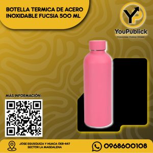 Botella Térmica de Acero Inoxidable Fucsia 500ml