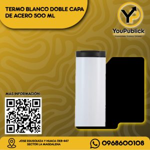 Termo  Blanco Capa de Acero 500ml