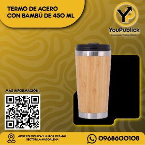 Termo de Acero con Bambú de 450ml