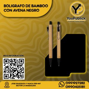 Bolígrafo de Bambo con Avena Negro