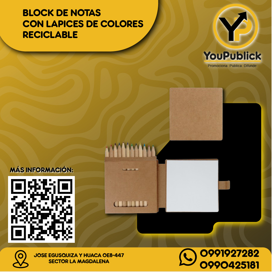 Block de Notas con Lápices de Colores Reciclables