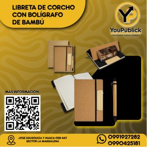 Libreta de Corcho con Bolígrafo de Bambú
